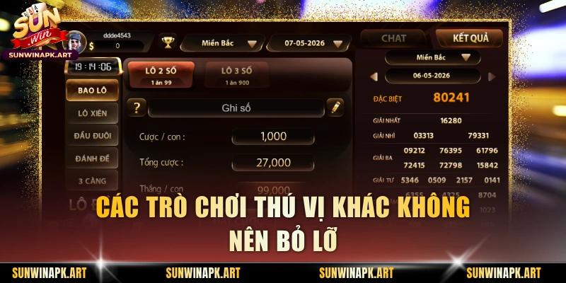 Các trò chơi thú vị khác không nên bỏ lỡ