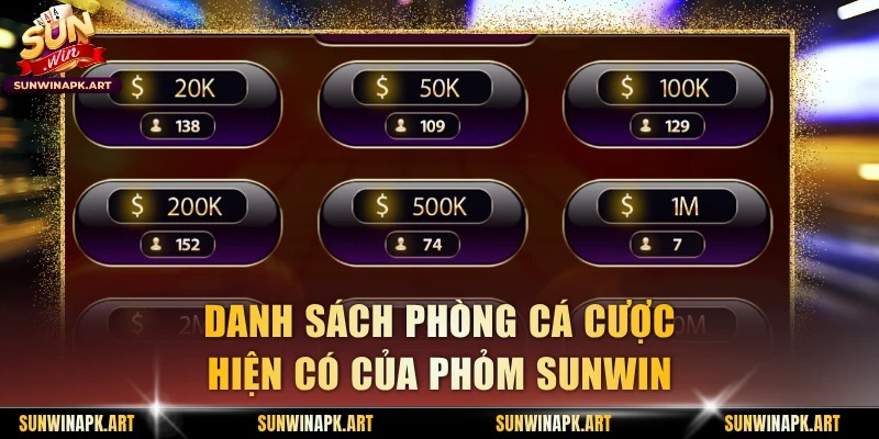 Danh sách phòng cá cược hiện có của Phỏm Sunwin